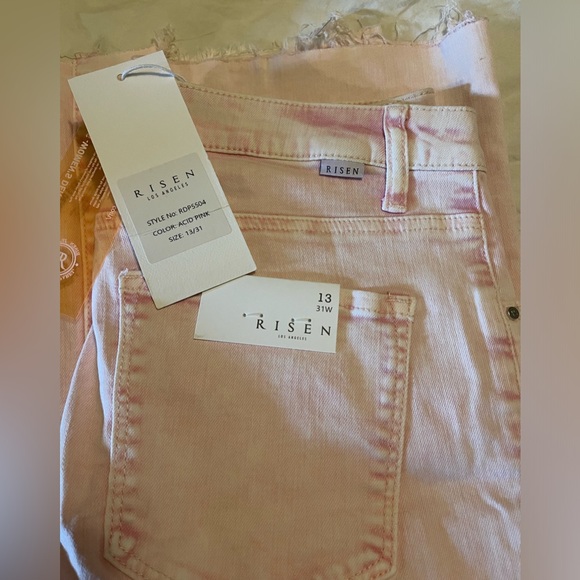 Risen Button Down Straight Leg Distressed Jeans - Picture 2 of 6